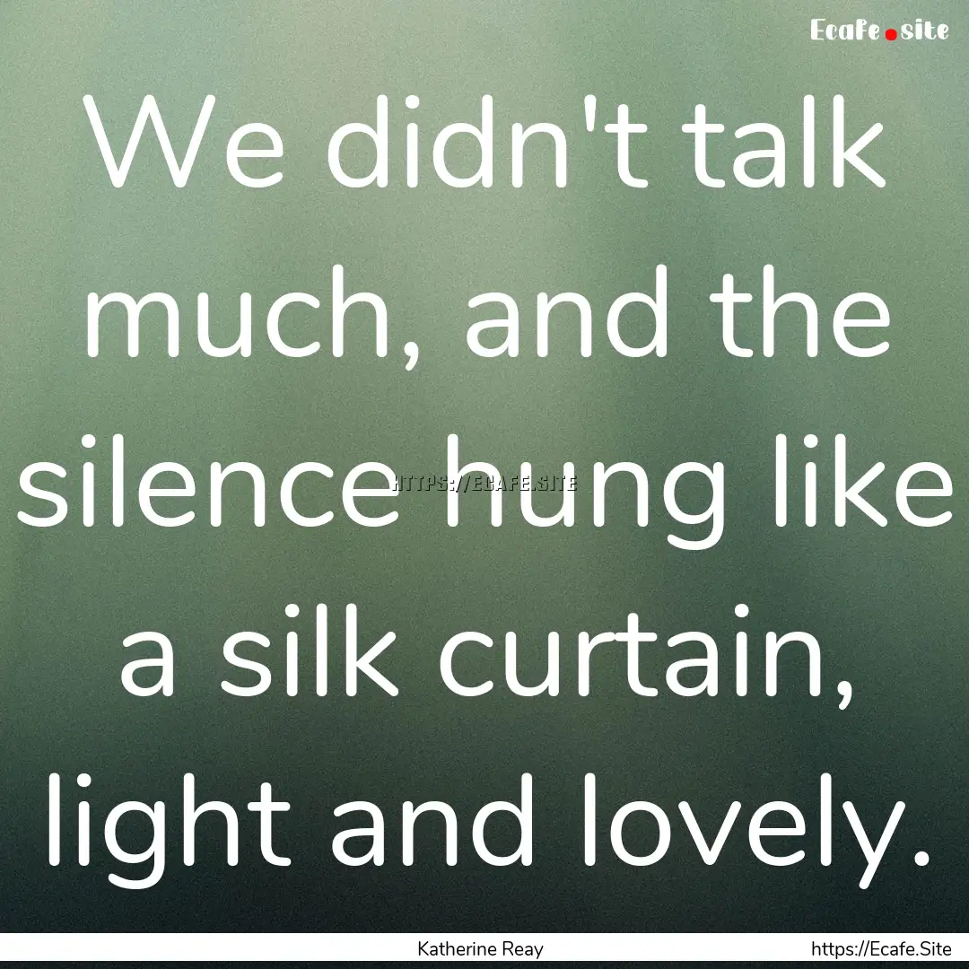 We didn't talk much, and the silence hung.... : Quote by Katherine Reay