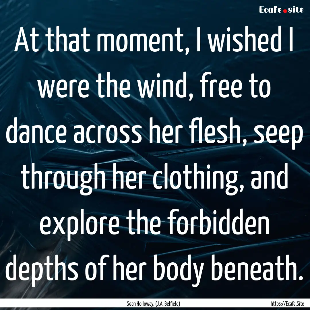 At that moment, I wished I were the wind,.... : Quote by Sean Holloway. (J.A. Belfield)