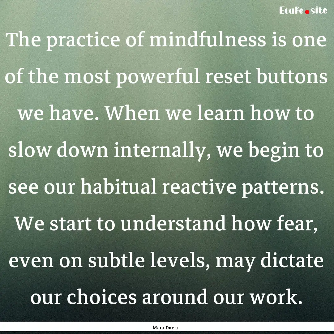 The practice of mindfulness is one of the.... : Quote by Maia Duerr