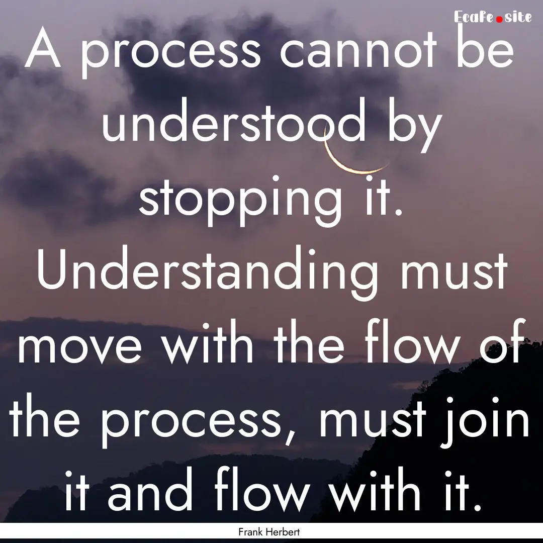 A process cannot be understood by stopping.... : Quote by Frank Herbert