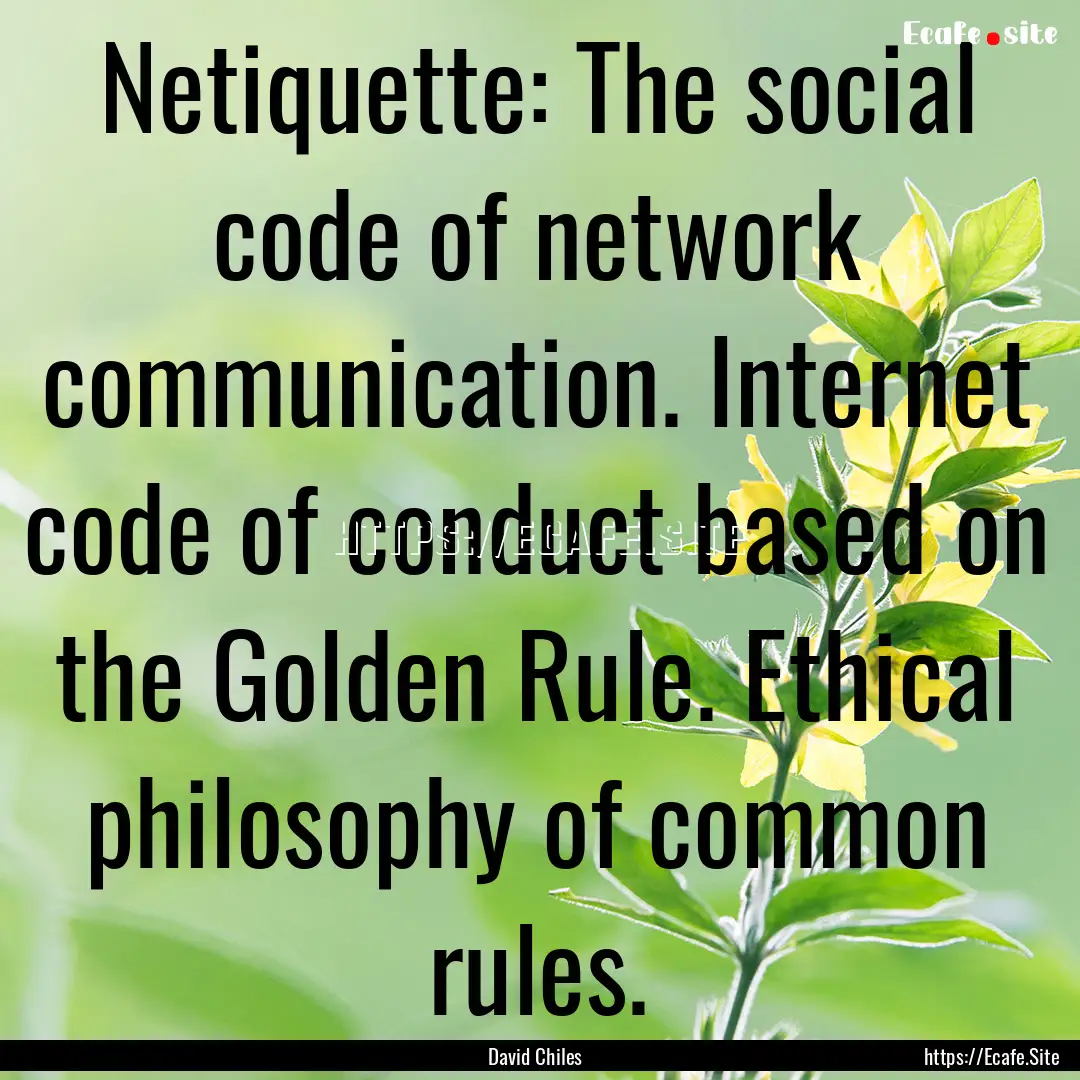 Netiquette: The social code of network communication..... : Quote by David Chiles