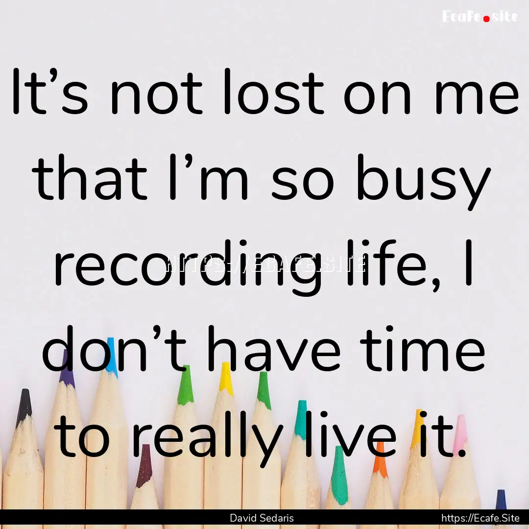 It’s not lost on me that I’m so busy.... : Quote by David Sedaris