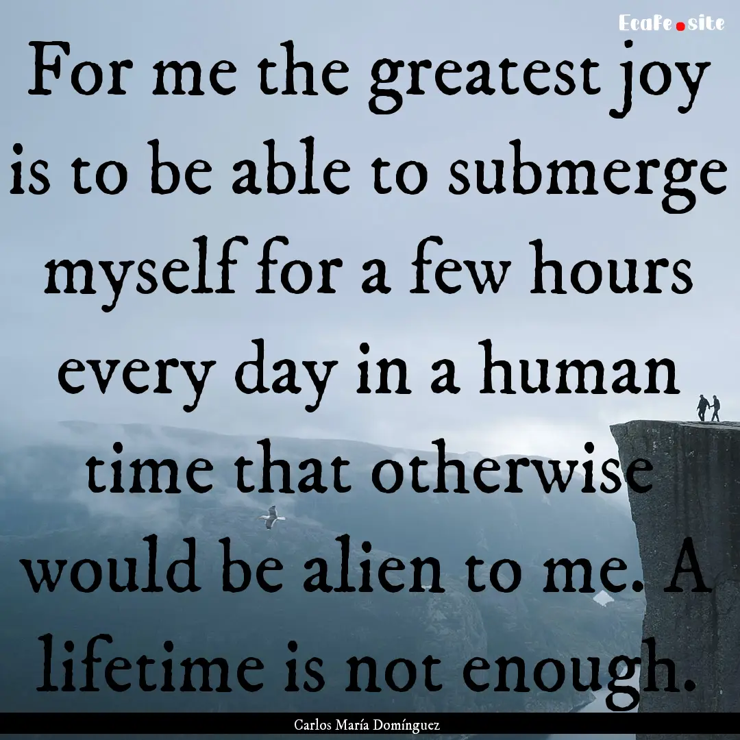 For me the greatest joy is to be able to.... : Quote by Carlos María Domínguez