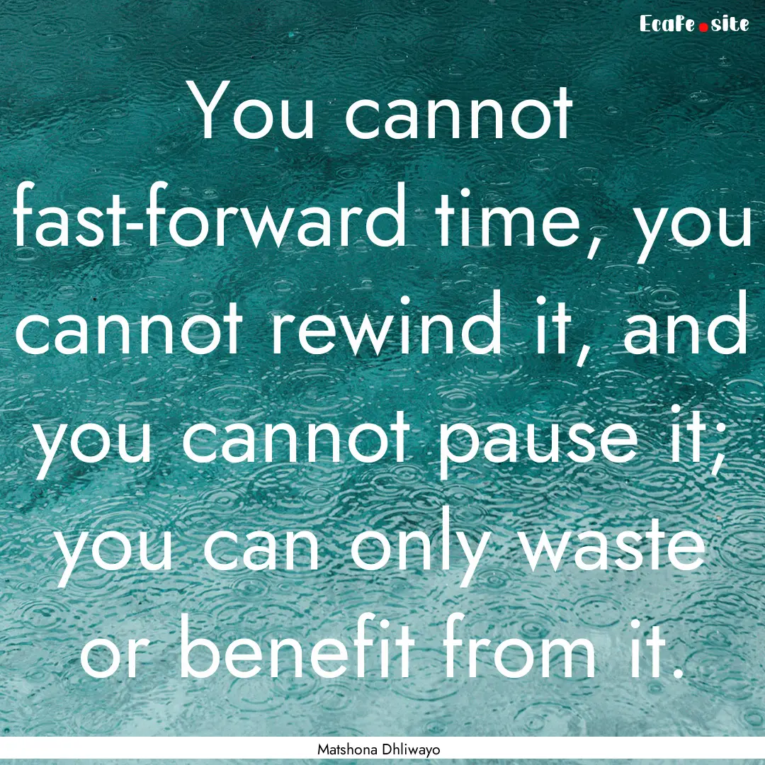 You cannot fast-forward time, you cannot.... : Quote by Matshona Dhliwayo