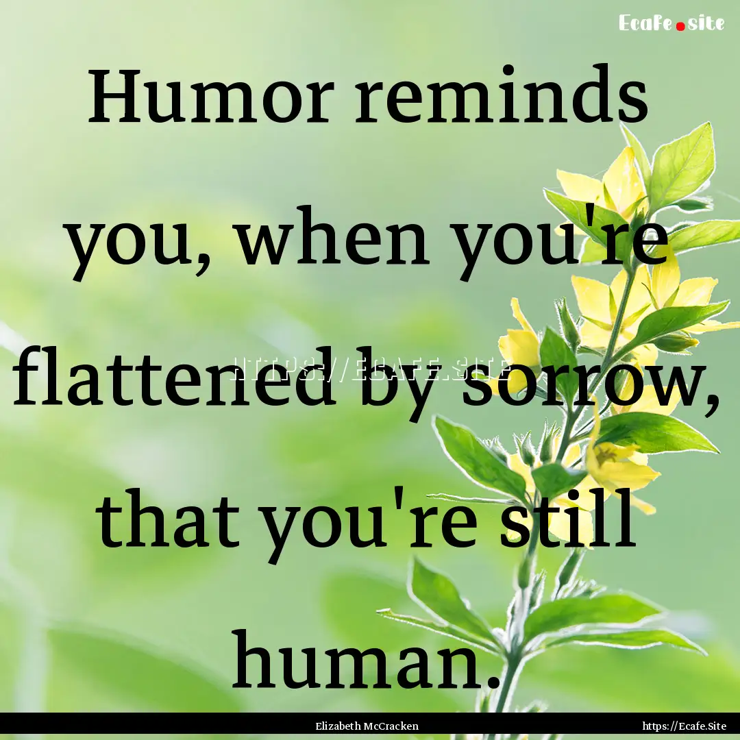 Humor reminds you, when you're flattened.... : Quote by Elizabeth McCracken