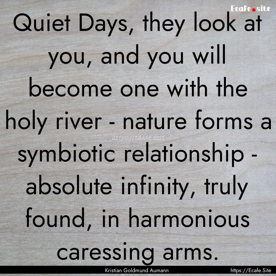 Quiet Days, they look at you, and you will.... : Quote by Kristian Goldmund Aumann