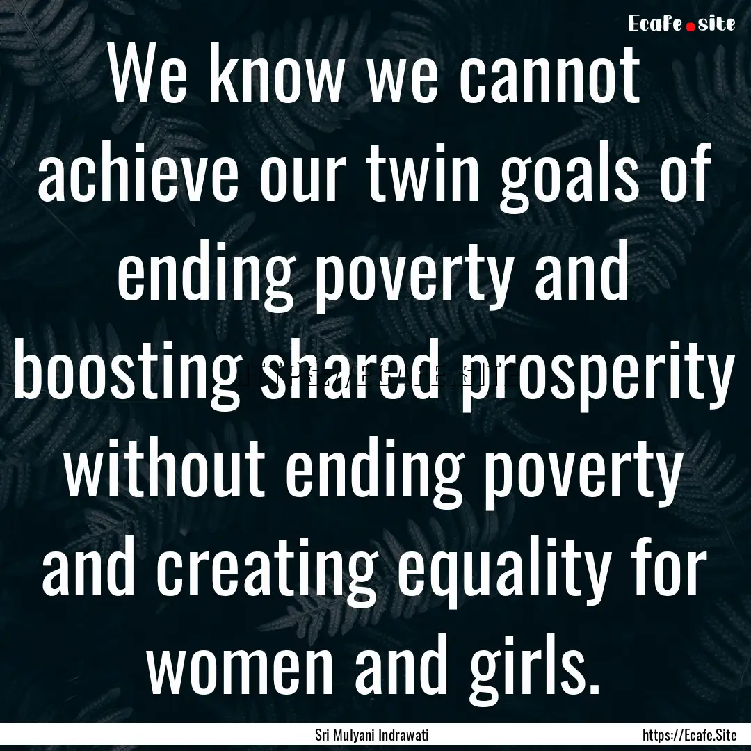 We know we cannot achieve our twin goals.... : Quote by Sri Mulyani Indrawati