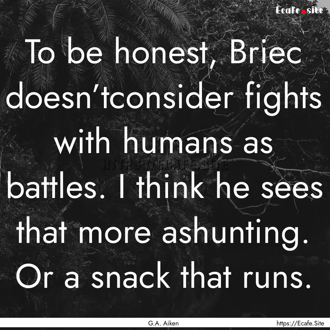 To be honest, Briec doesn’tconsider fights.... : Quote by G.A. Aiken