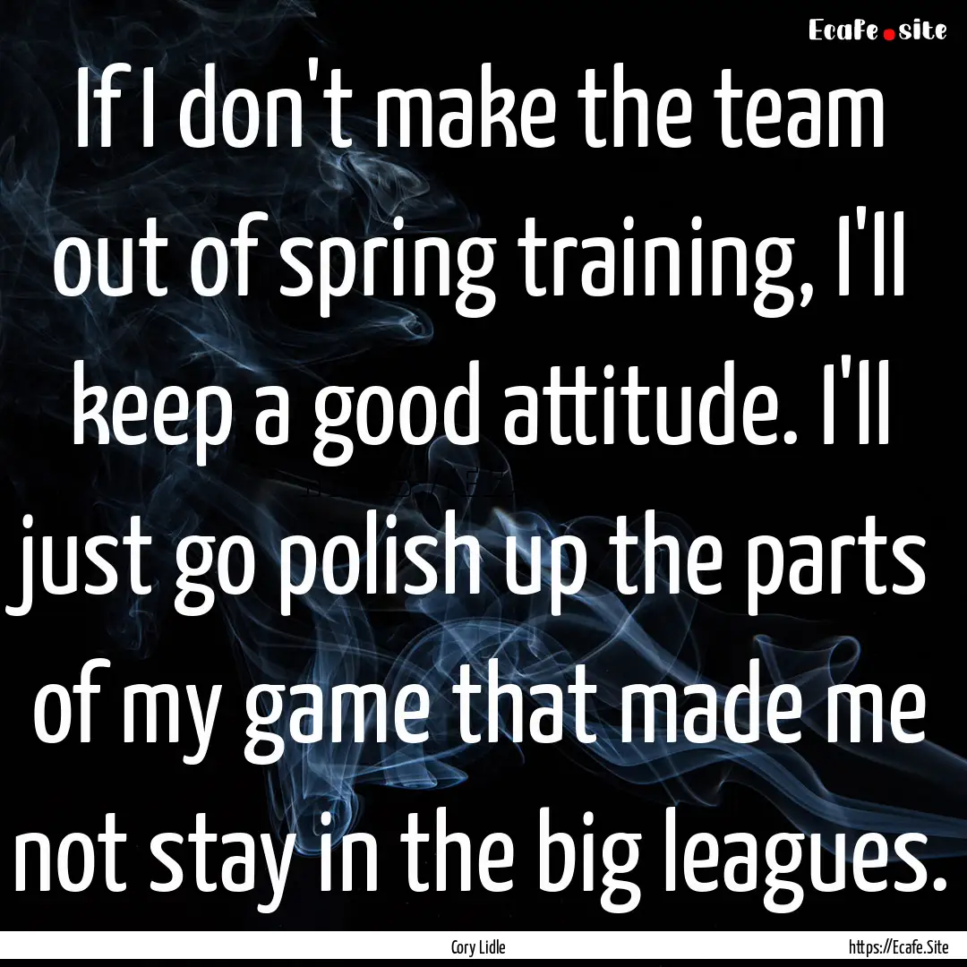 If I don't make the team out of spring training,.... : Quote by Cory Lidle