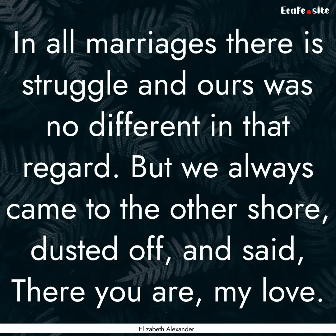 In all marriages there is struggle and ours.... : Quote by Elizabeth Alexander