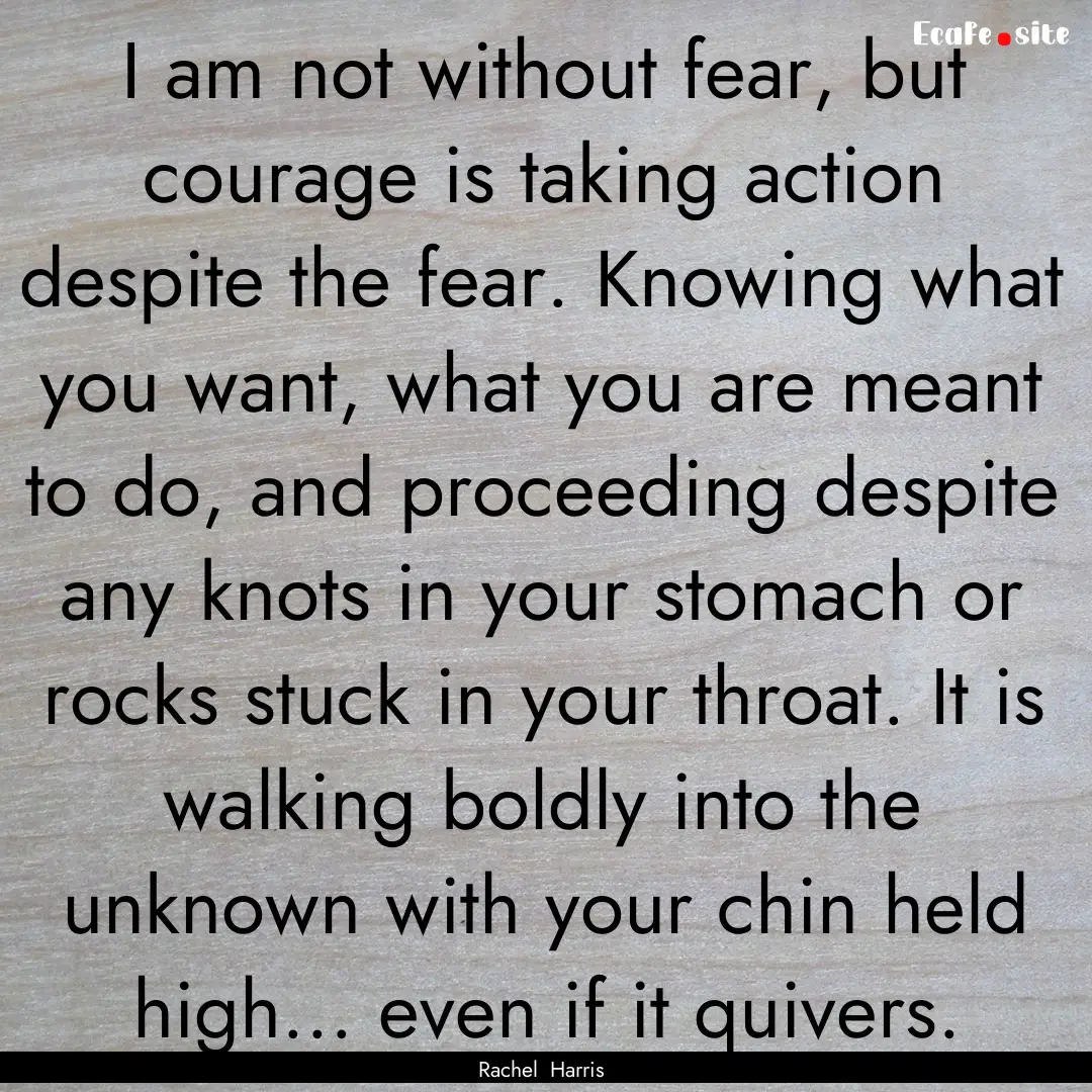 I am not without fear, but courage is taking.... : Quote by Rachel Harris