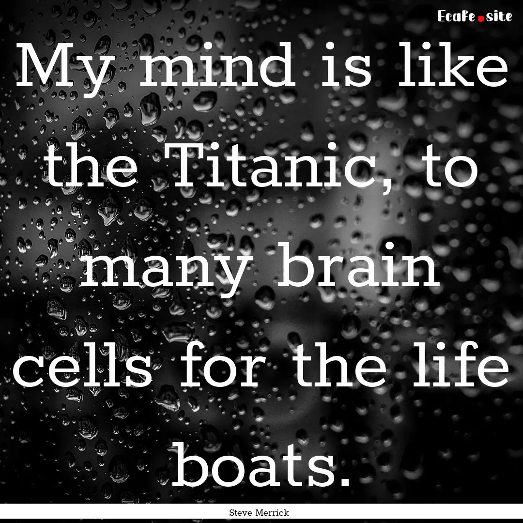 My mind is like the Titanic, to many brain.... : Quote by Steve Merrick