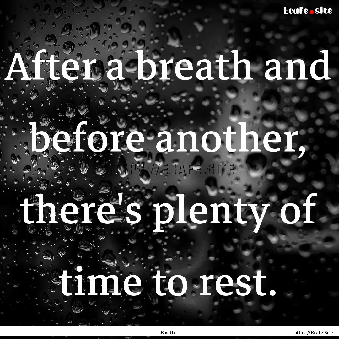 After a breath and before another, there's.... : Quote by Basith