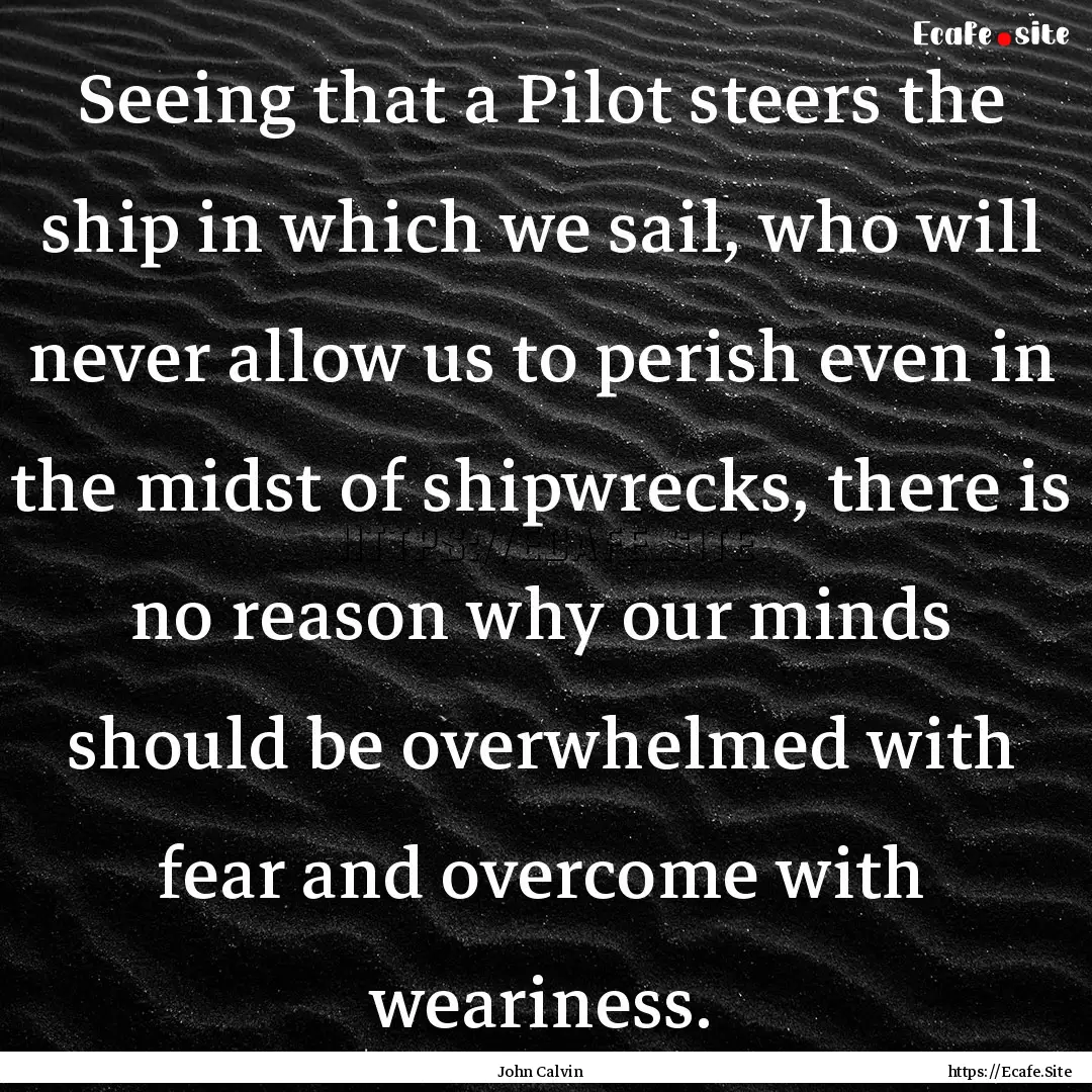 Seeing that a Pilot steers the ship in which.... : Quote by John Calvin