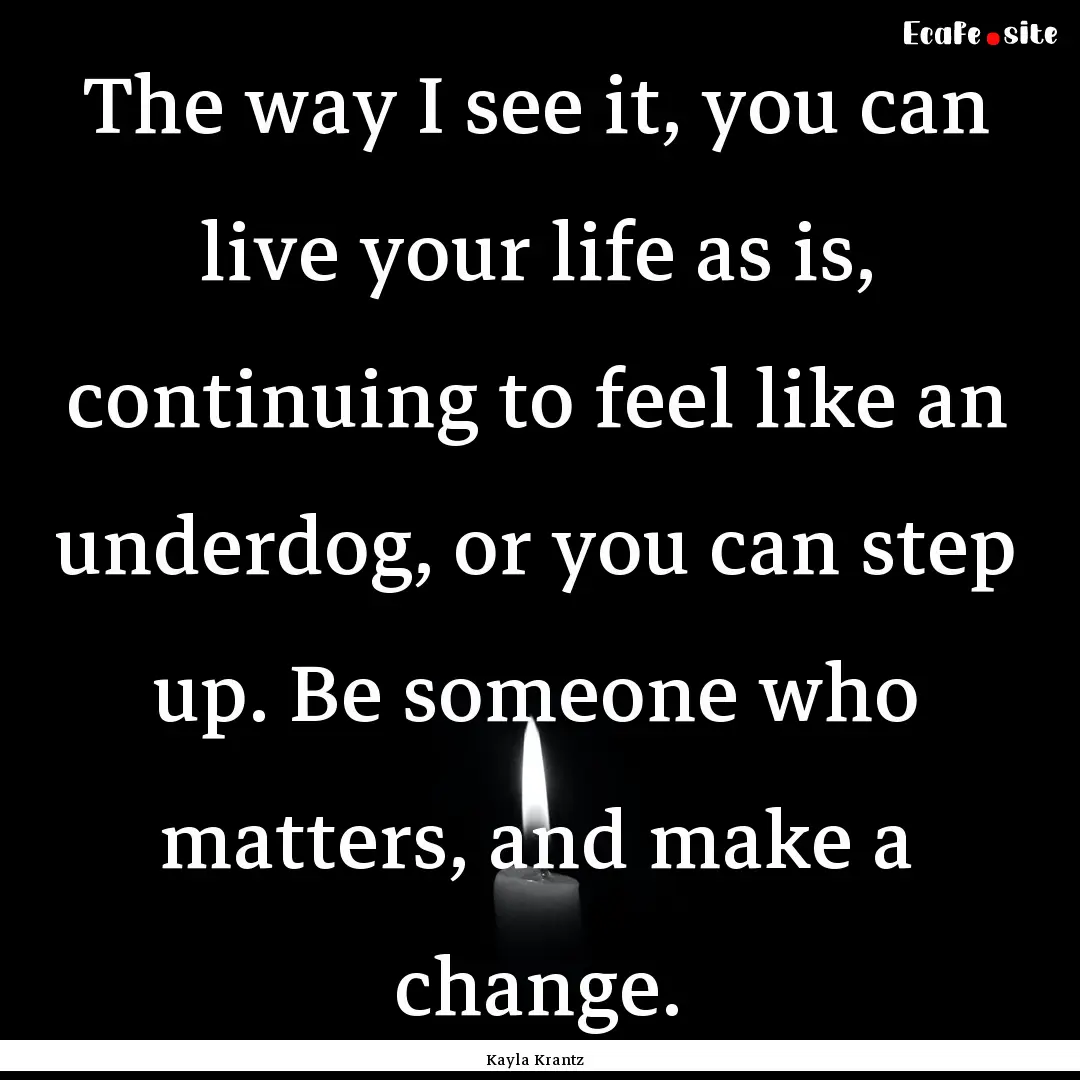 The way I see it, you can live your life.... : Quote by Kayla Krantz