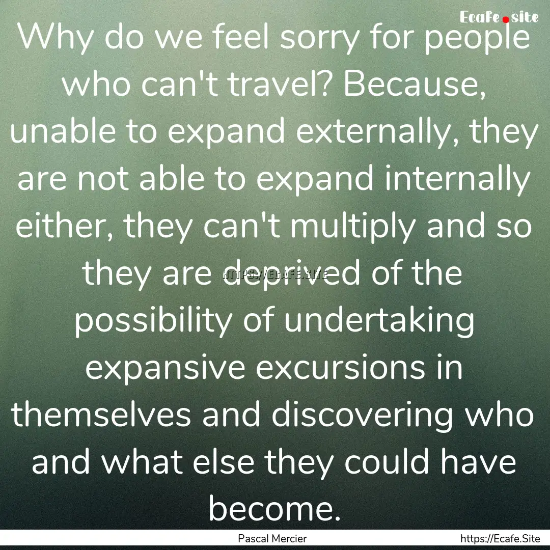 Why do we feel sorry for people who can't.... : Quote by Pascal Mercier