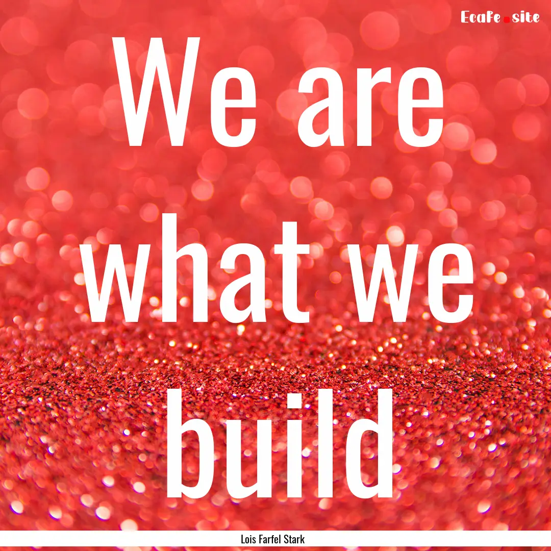 We are what we build : Quote by Lois Farfel Stark