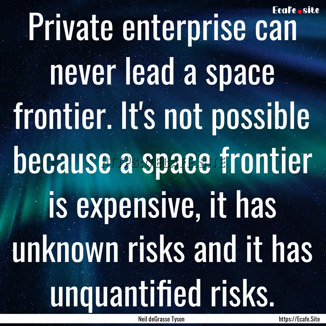 Private enterprise can never lead a space.... : Quote by Neil deGrasse Tyson