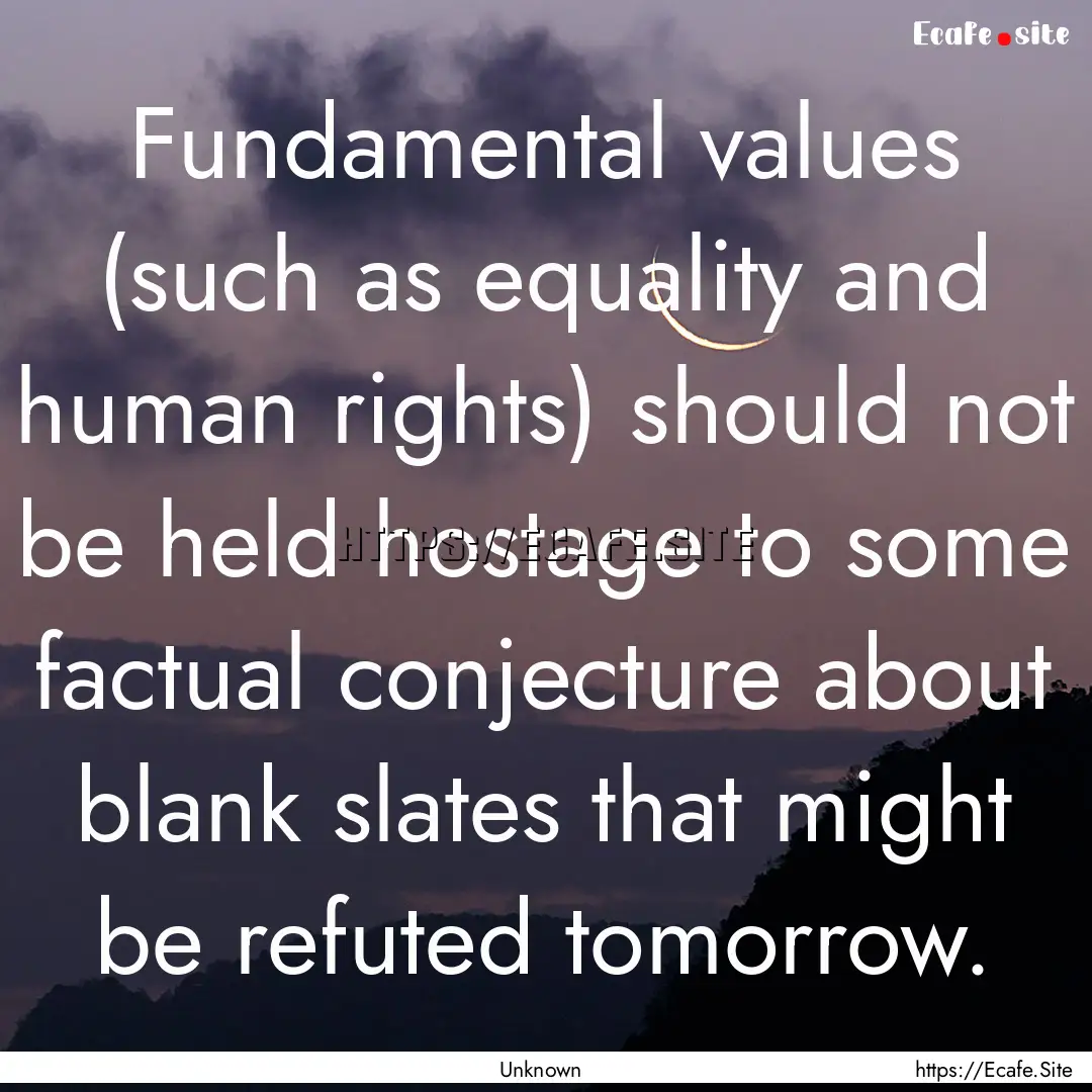 Fundamental values (such as equality and.... : Quote by Unknown