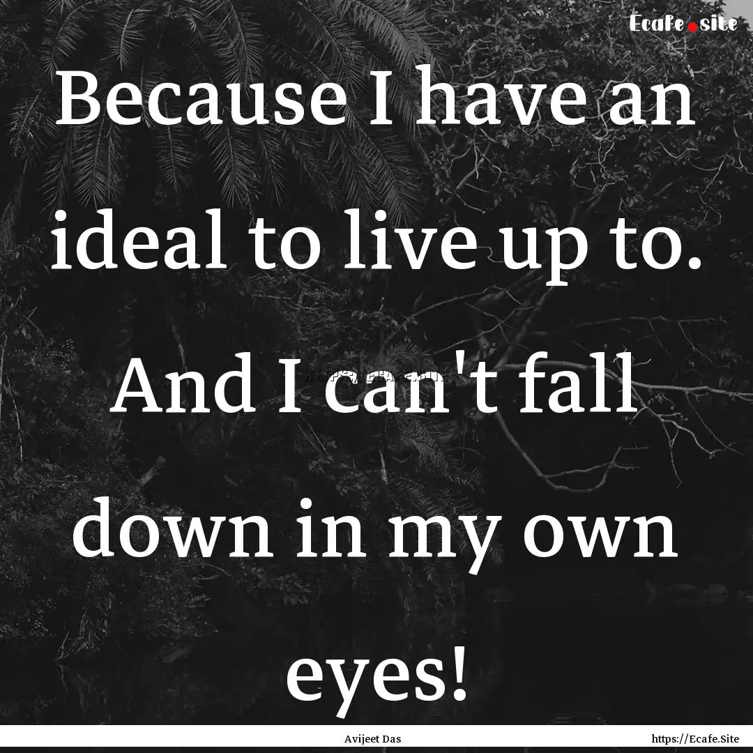 Because I have an ideal to live up to. And.... : Quote by Avijeet Das