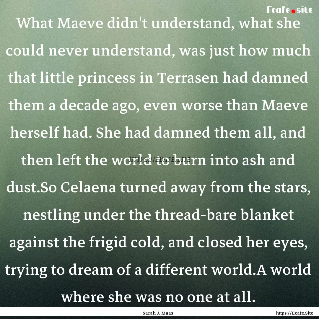 What Maeve didn't understand, what she could.... : Quote by Sarah J. Maas