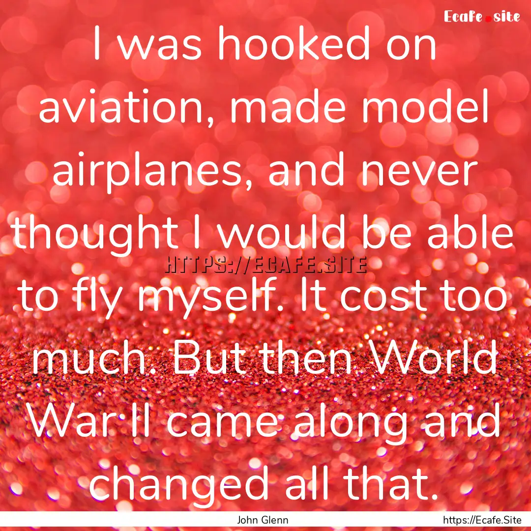 I was hooked on aviation, made model airplanes,.... : Quote by John Glenn