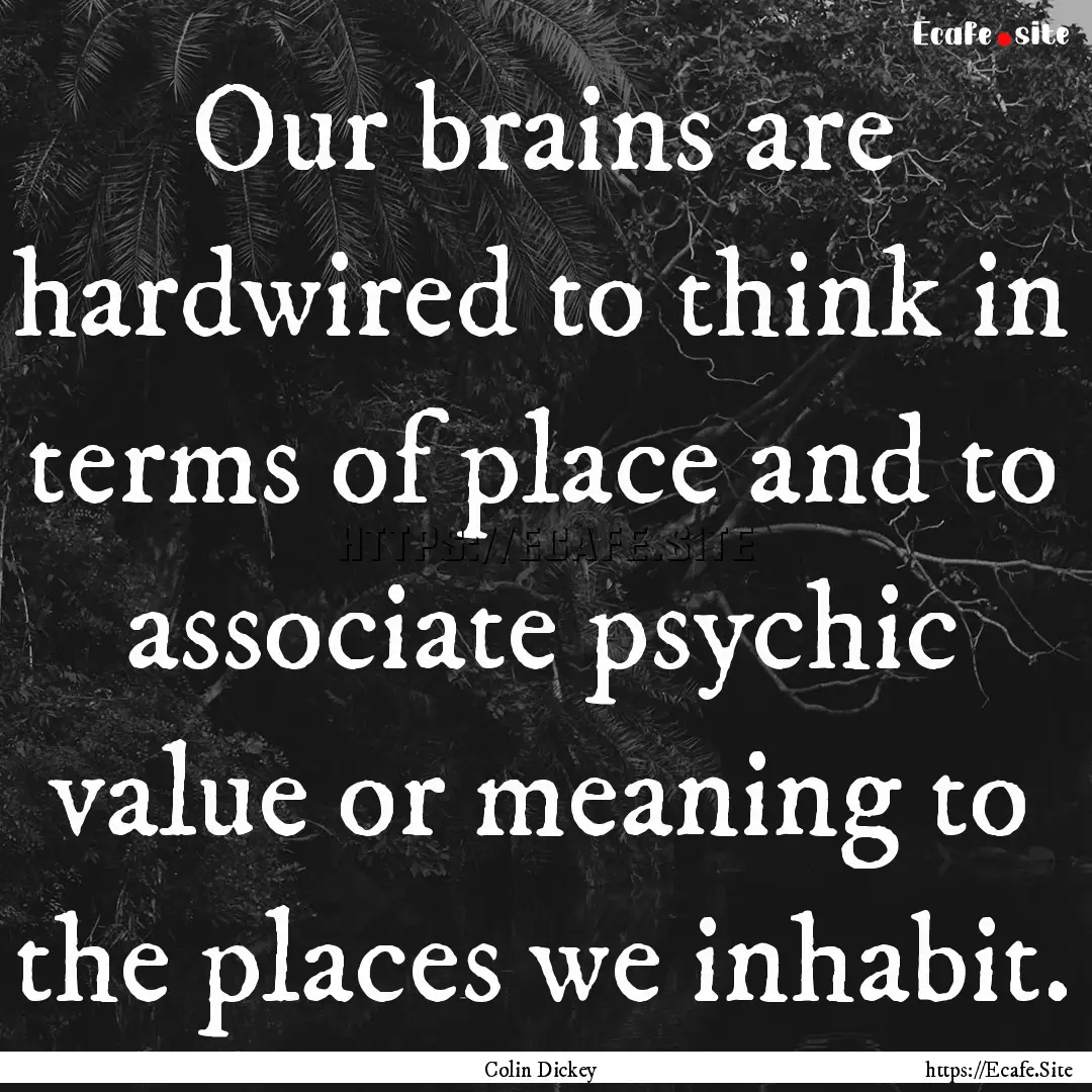 Our brains are hardwired to think in terms.... : Quote by Colin Dickey