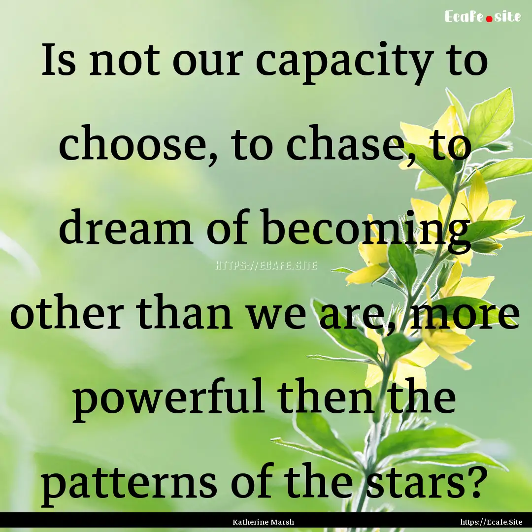 Is not our capacity to choose, to chase,.... : Quote by Katherine Marsh