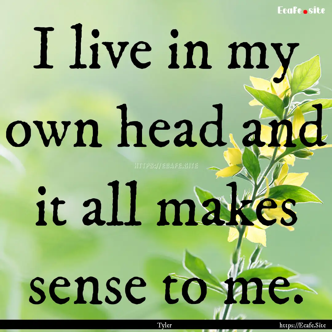 I live in my own head and it all makes sense.... : Quote by Tyler