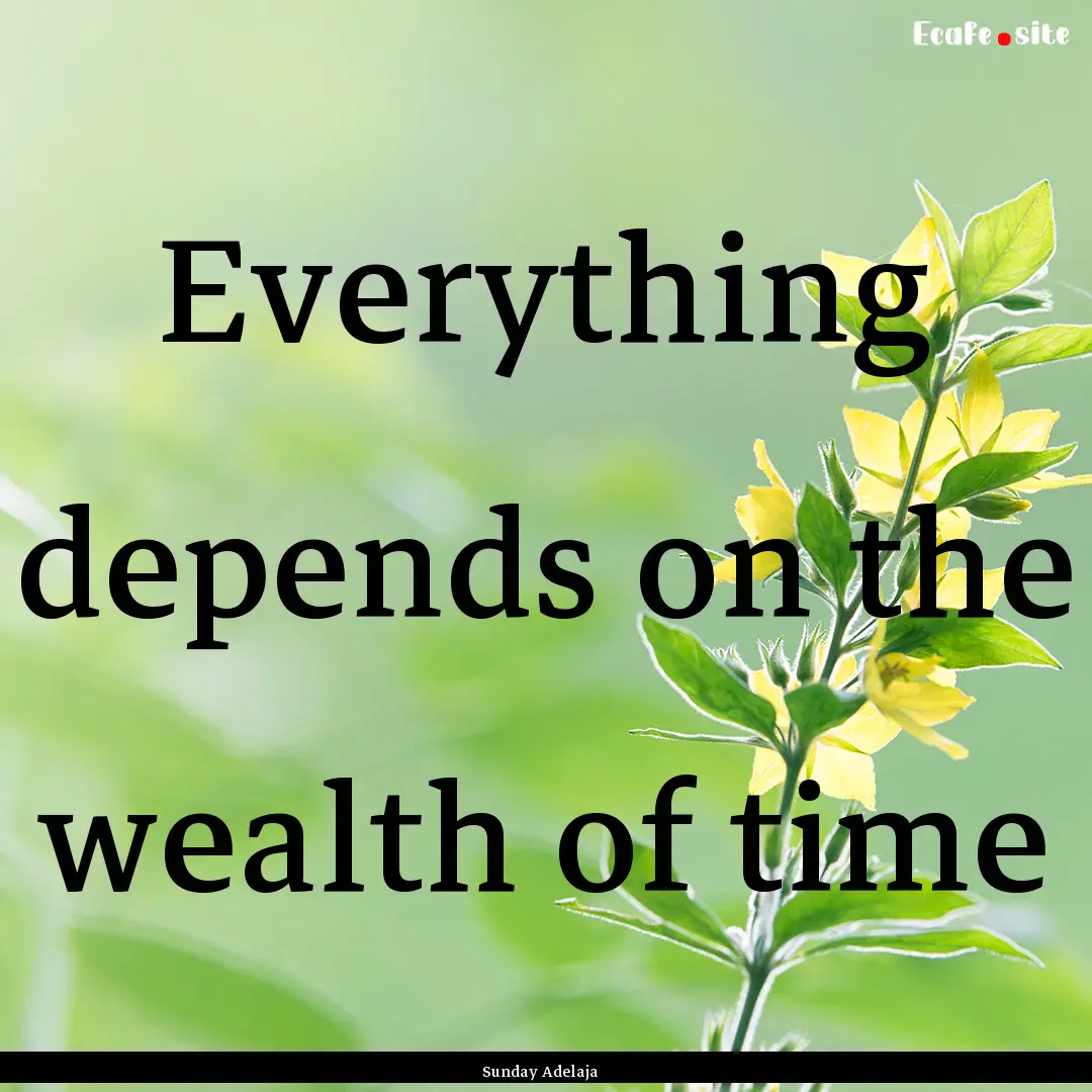 Everything depends on the wealth of time : Quote by Sunday Adelaja