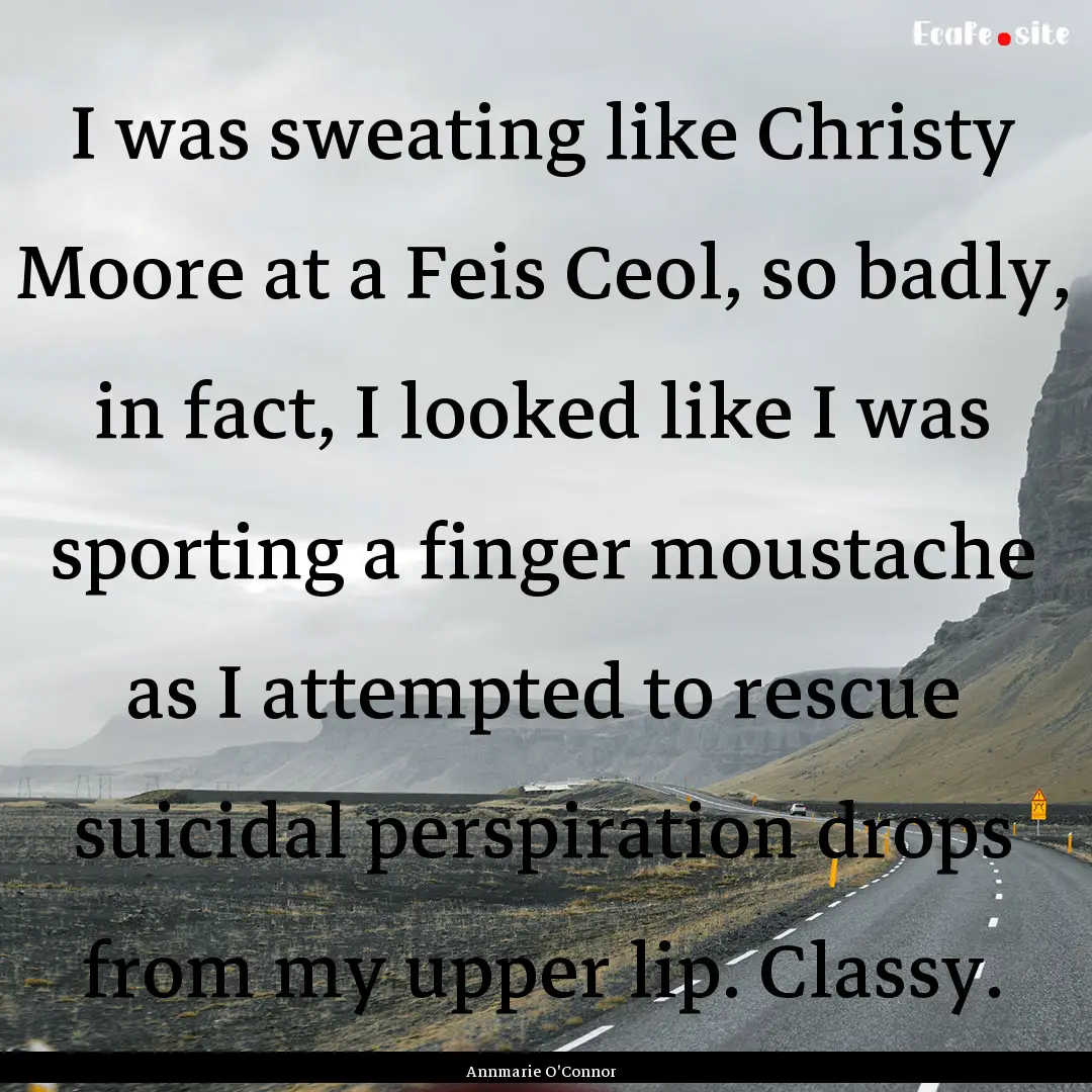 I was sweating like Christy Moore at a Feis.... : Quote by Annmarie O'Connor