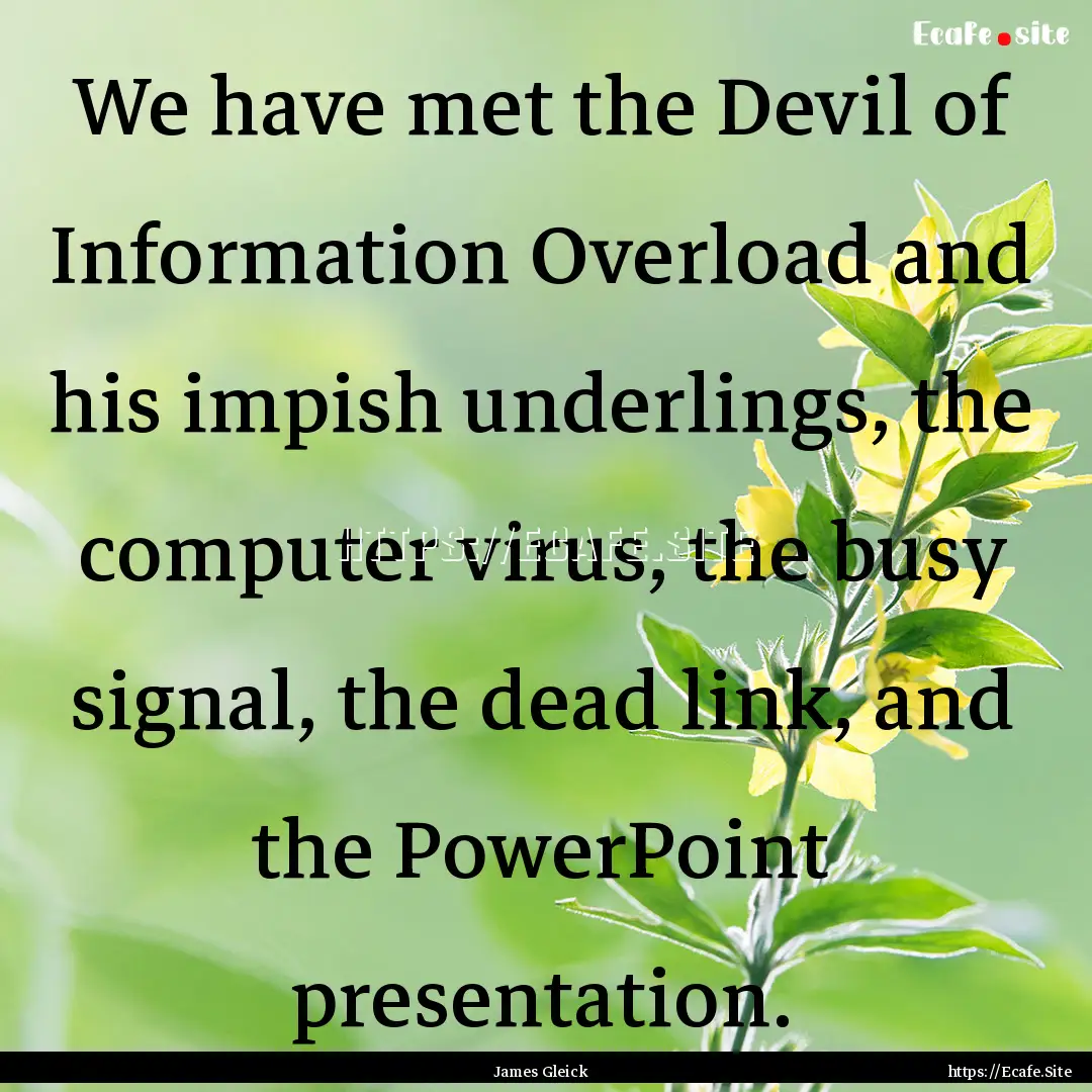 We have met the Devil of Information Overload.... : Quote by James Gleick