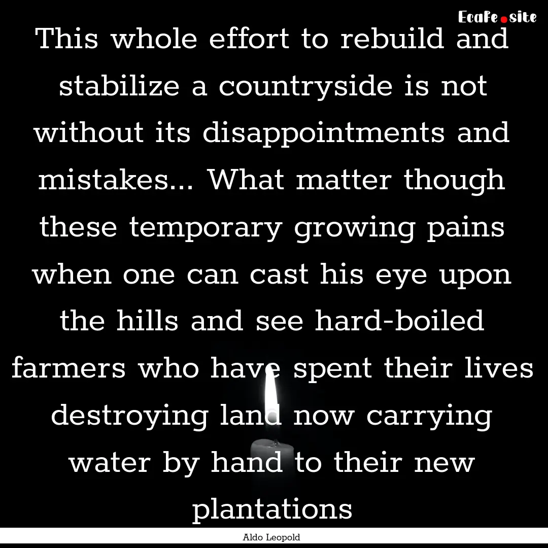 This whole effort to rebuild and stabilize.... : Quote by Aldo Leopold