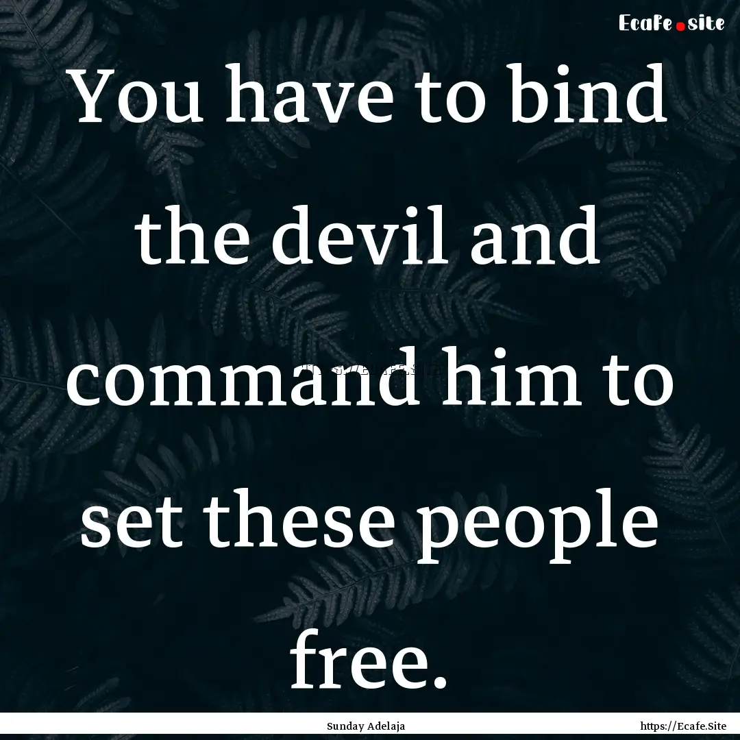 You have to bind the devil and command him.... : Quote by Sunday Adelaja