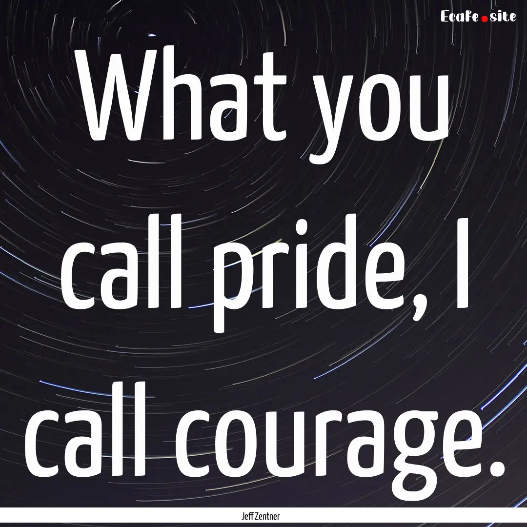 What you call pride, I call courage. : Quote by Jeff Zentner