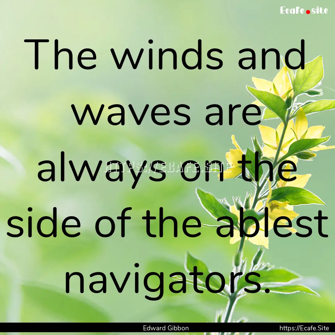 The winds and waves are always on the side.... : Quote by Edward Gibbon