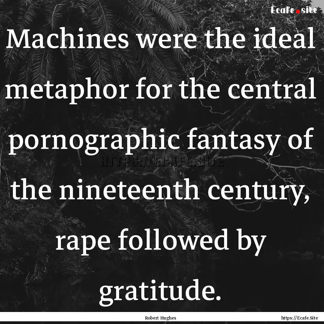 Machines were the ideal metaphor for the.... : Quote by Robert Hughes