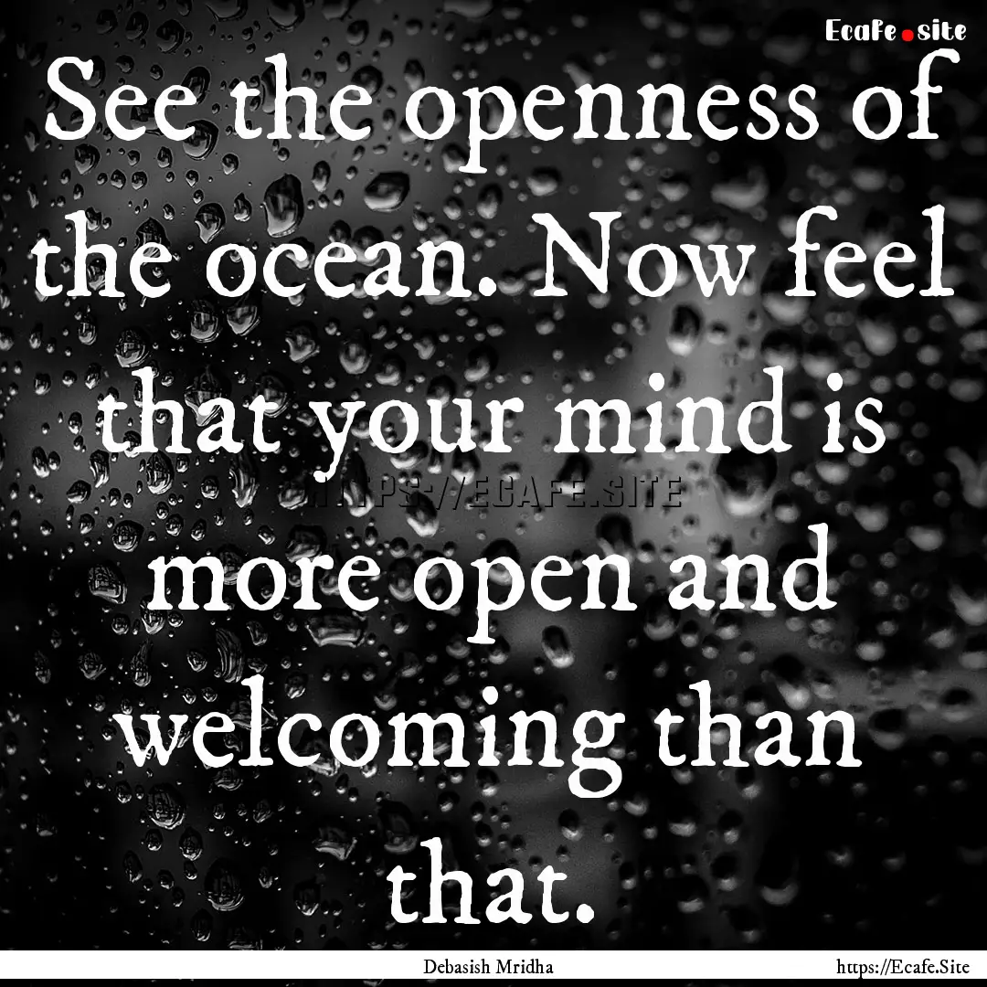 See the openness of the ocean. Now feel that.... : Quote by Debasish Mridha