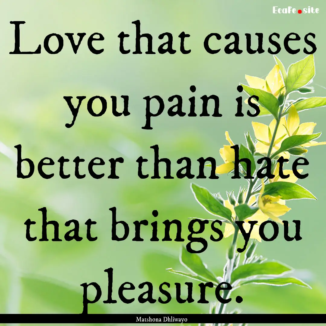 Love that causes you pain is better than.... : Quote by Matshona Dhliwayo