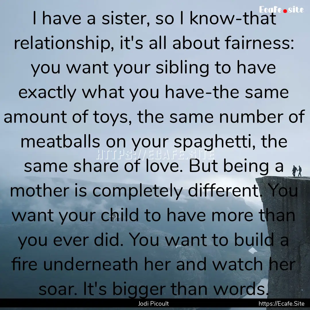 I have a sister, so I know-that relationship,.... : Quote by Jodi Picoult