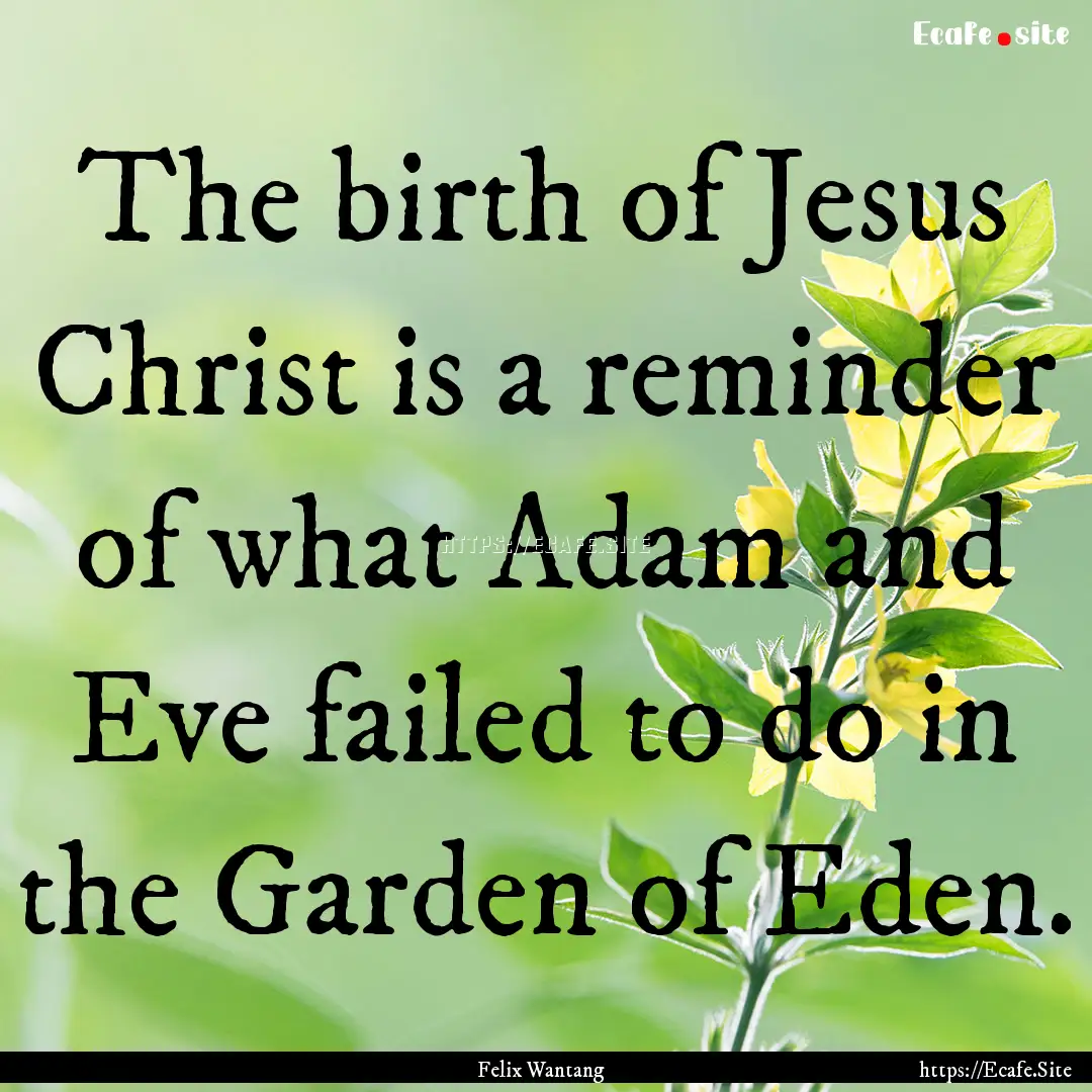 The birth of Jesus Christ is a reminder of.... : Quote by Felix Wantang