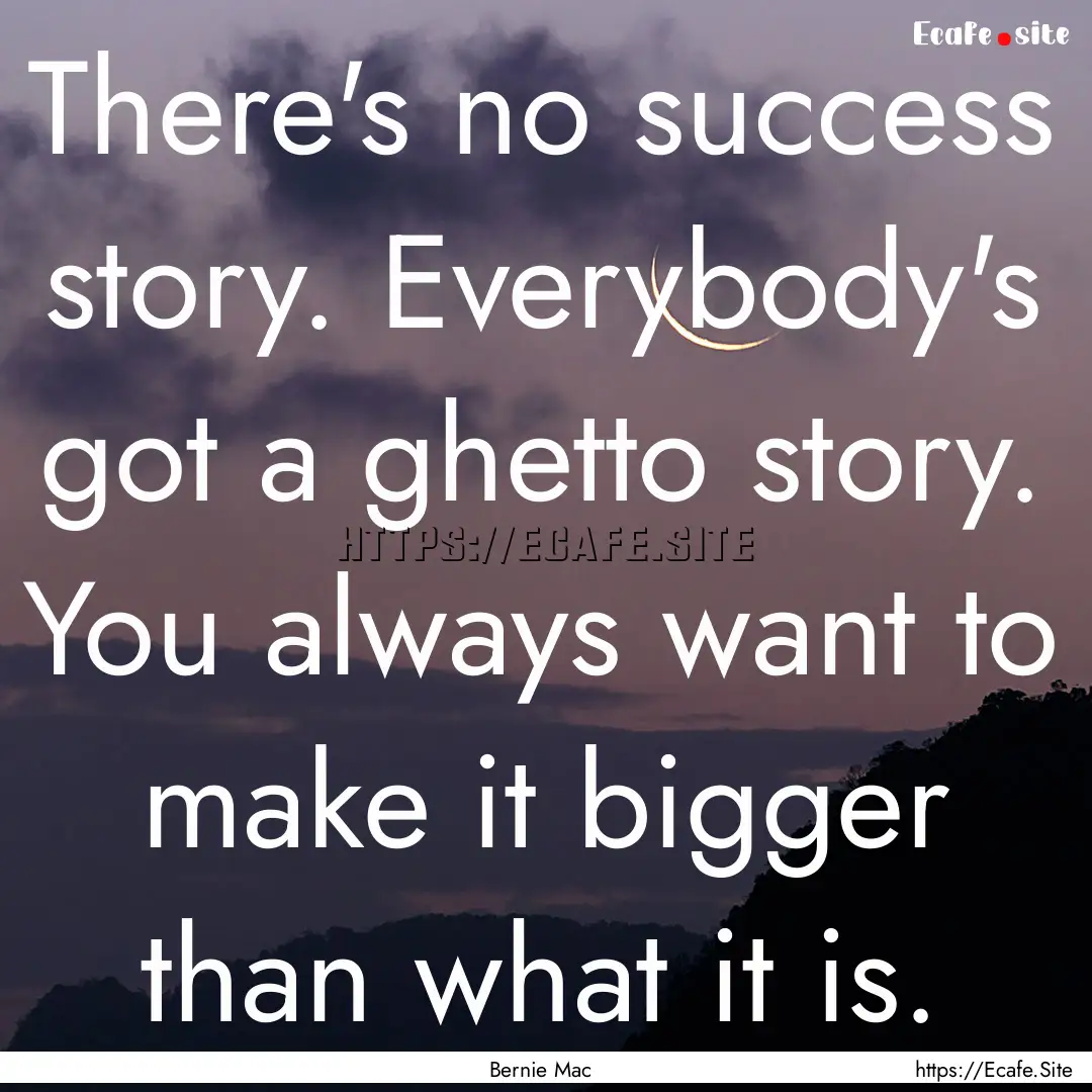 There's no success story. Everybody's got.... : Quote by Bernie Mac