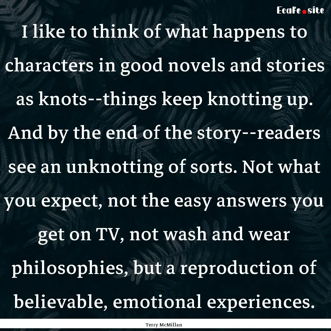 I like to think of what happens to characters.... : Quote by Terry McMillan