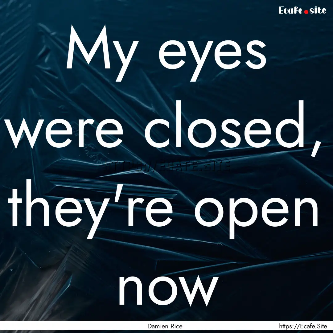 My eyes were closed, they're open now : Quote by Damien Rice