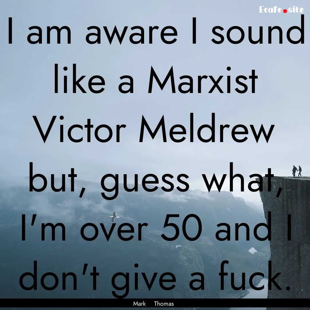 I am aware I sound like a Marxist Victor.... : Quote by Mark Thomas