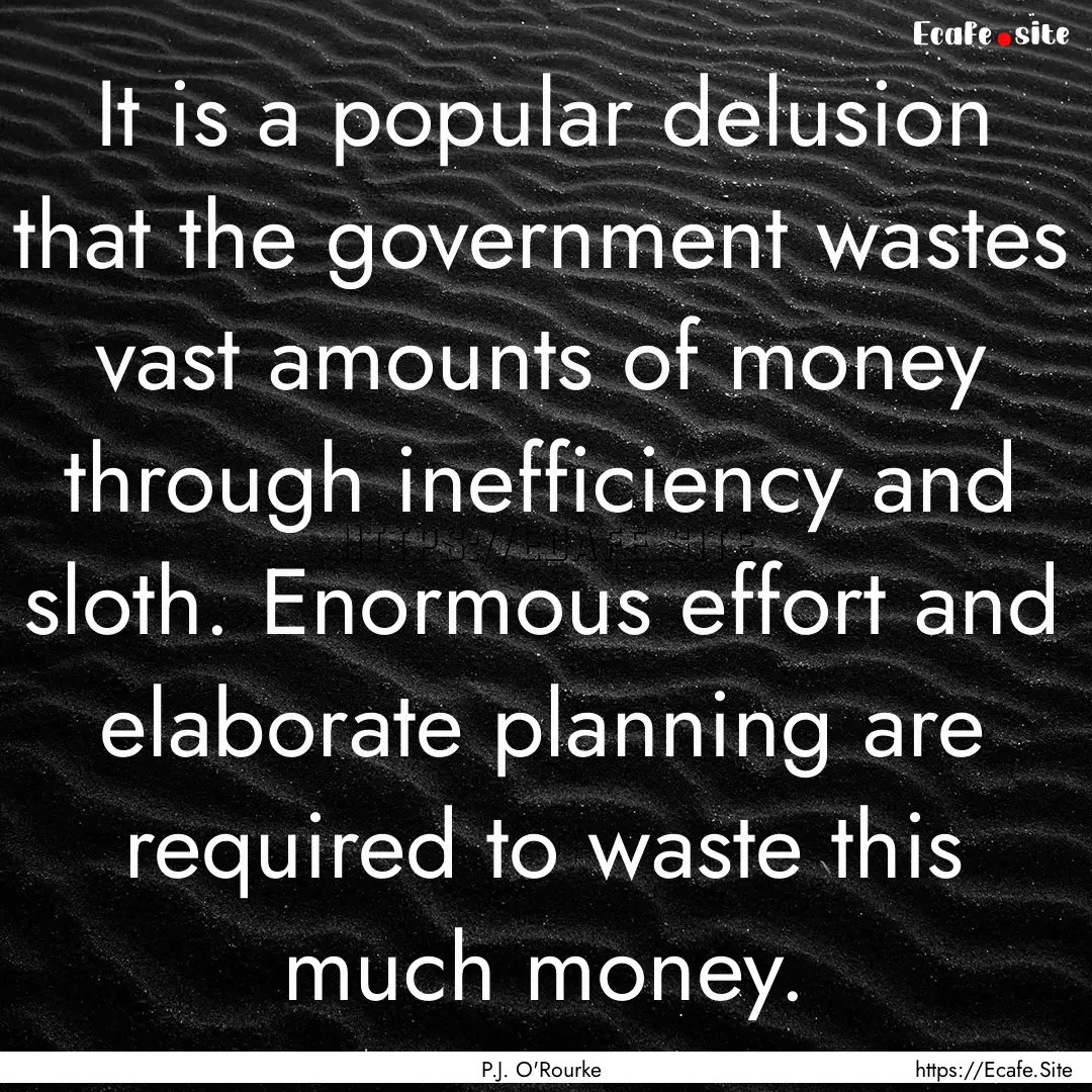 It is a popular delusion that the government.... : Quote by P.J. O'Rourke