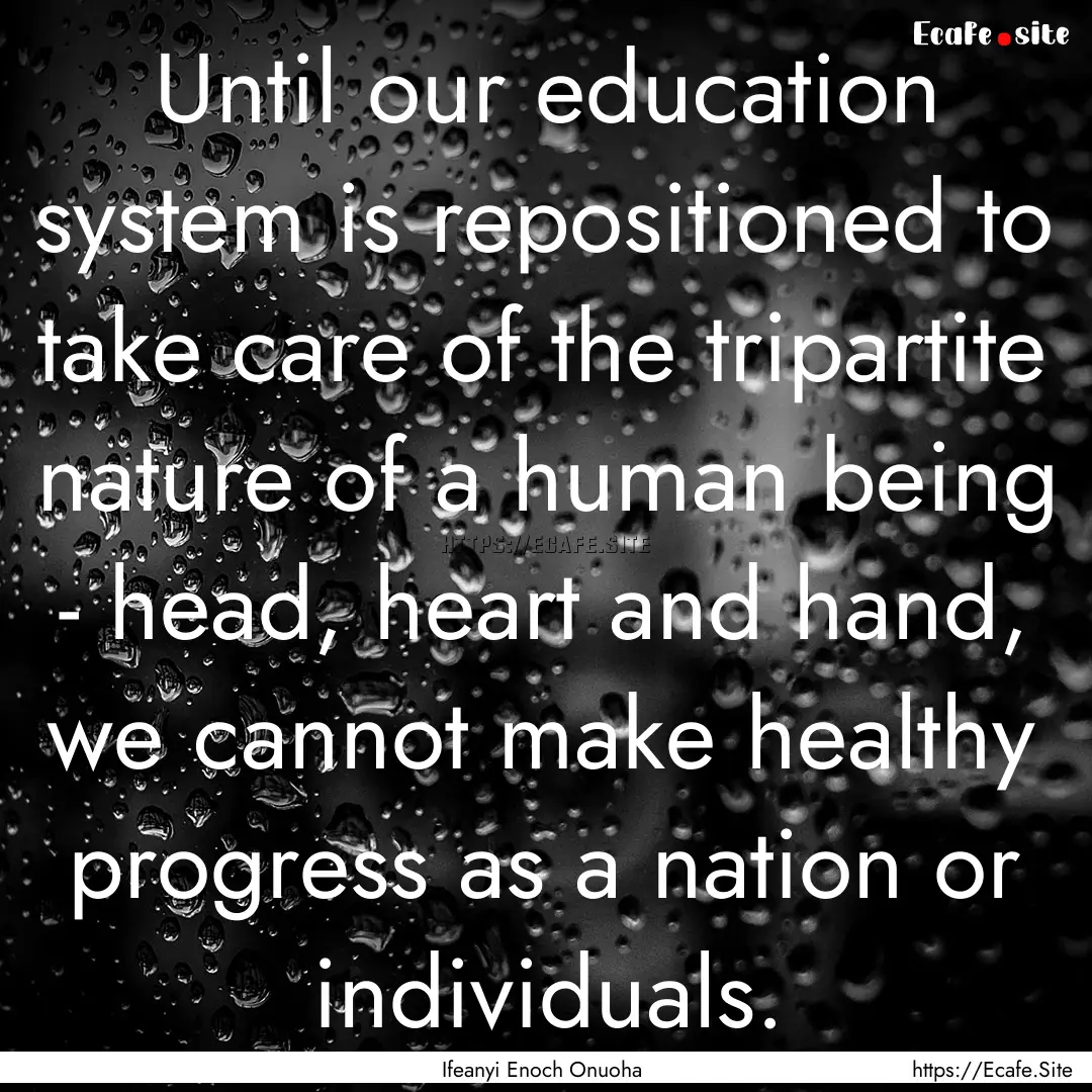 Until our education system is repositioned.... : Quote by Ifeanyi Enoch Onuoha