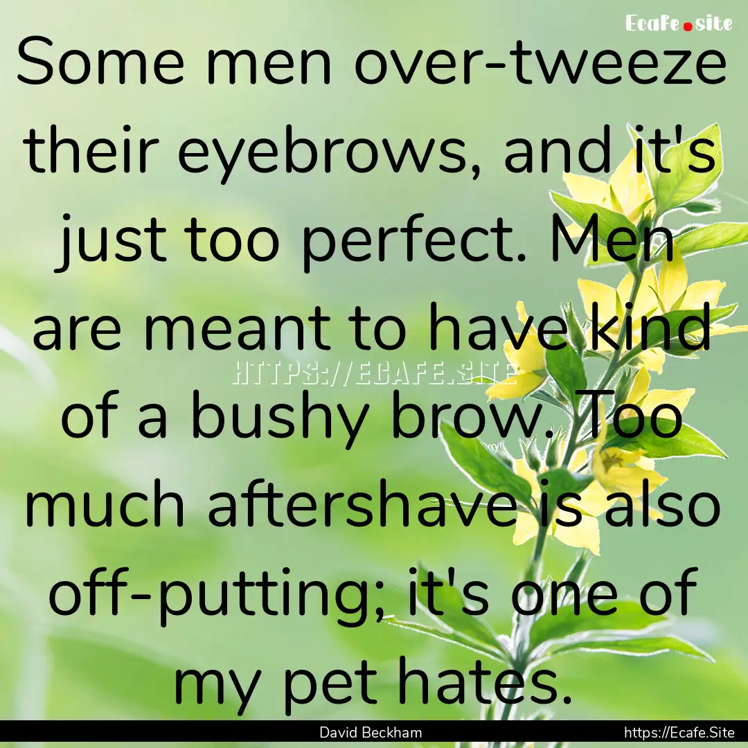 Some men over-tweeze their eyebrows, and.... : Quote by David Beckham