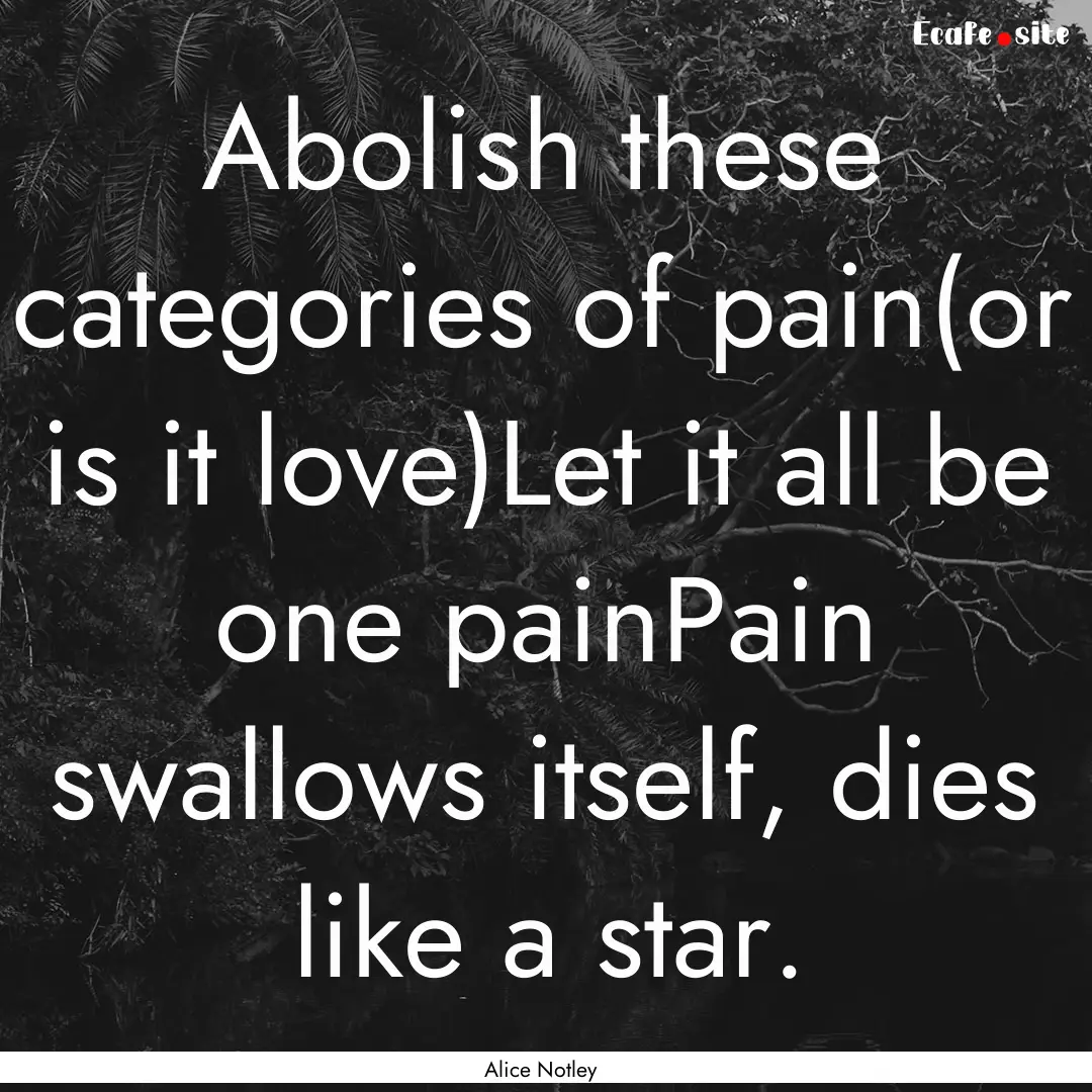 Abolish these categories of pain(or is it.... : Quote by Alice Notley