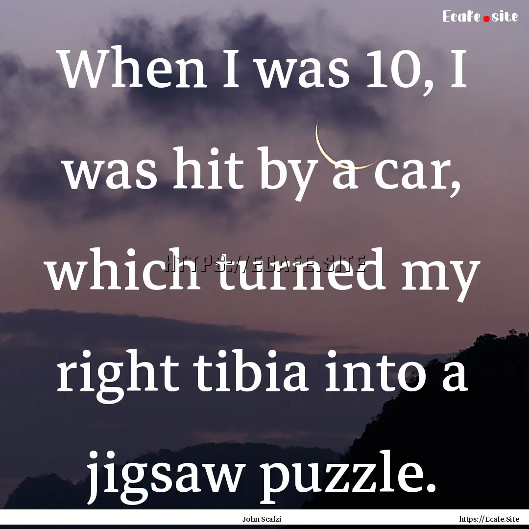 When I was 10, I was hit by a car, which.... : Quote by John Scalzi